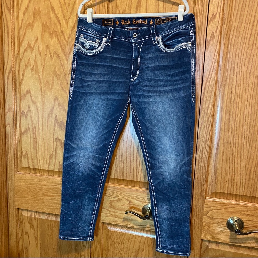 NWOT ROCK REVIVAL ANKLE SKINNY BARREY JEANS SZ 34